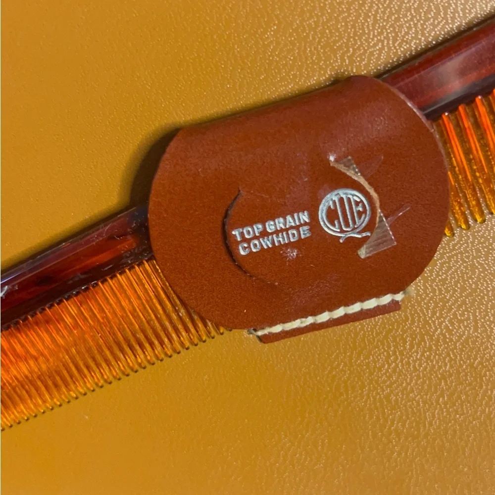 Vintage CUE Grooming Set‎ - Mid Century Top Grain Cowhide Case w/ Tortoise Shell